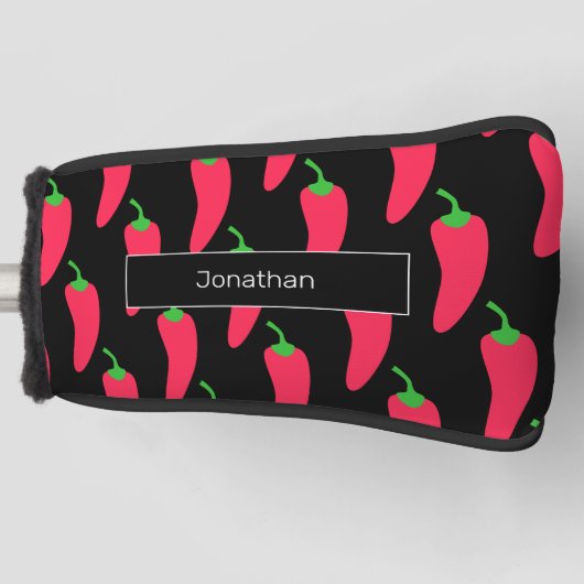 Red Hot Chili Pattern voegt Jouw naam Fun Novelty  Golfheadcover (Voorkant)