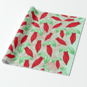 Red Hot Chili Pepper Decorative Pattern Cadeaupapier (Uitgerold)