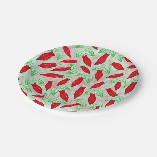 Red Hot Chili Pepper Decorative Pattern Papieren Bordje (Gekanteld)