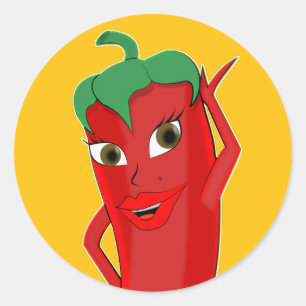 Red Hot Chili Pepper Diva Ronde Sticker