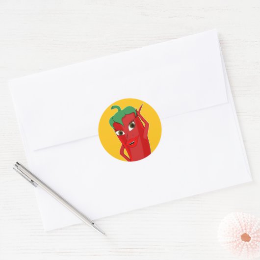 Red Hot Chili Pepper Diva Ronde Sticker (Envelop)
