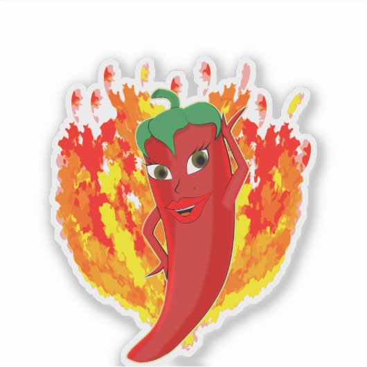 Red Hot Chili Pepper Diva Sticker (Voorkant)
