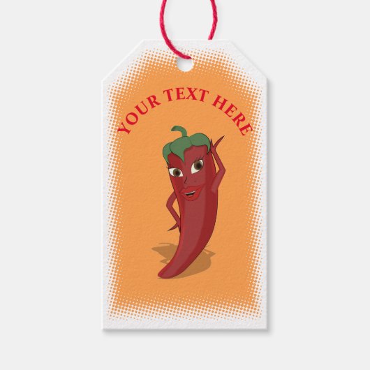 Red Hot Chili Pepper Diva Tekening Cadeaulabel (Voorkant)