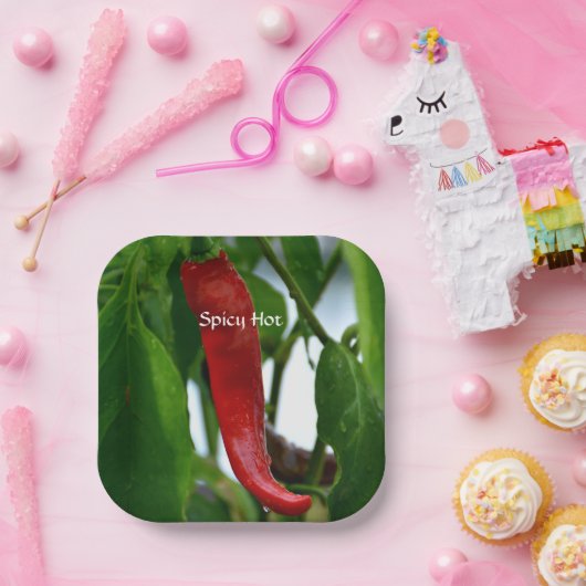 Red Hot Chili Pepper Green Red White Papieren Bordje (Feest)