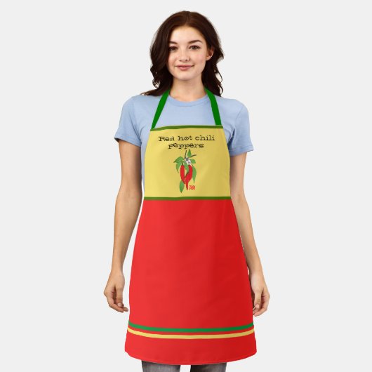 Red Hot Chili Peppers Mustard All-Over Print Apron Schort (Gedragen)
