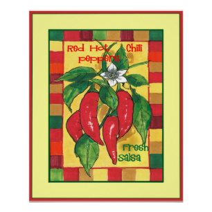 Red Hot Chili Peppers op Vine Colorful Tiles Borde Perfect Poster