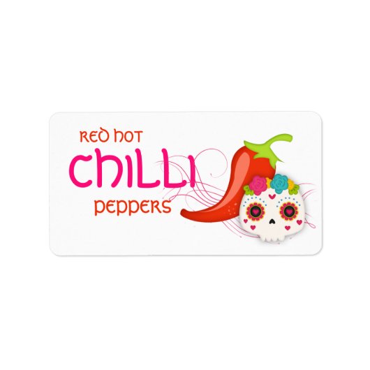Red Hot Chili Sauce Pepper Skull Label (Voorkant)