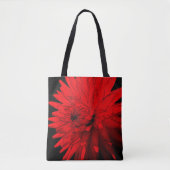 Red Hot Dahlia Abstracte Bloemenkunst Tote Bag (Voorkant)