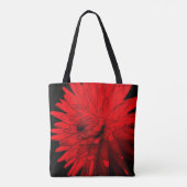 Red Hot Dahlia Abstracte Bloemenkunst Tote Bag (Achterkant)