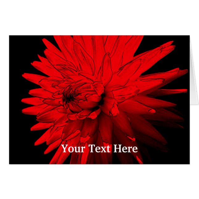 Red Hot Dahlia Floral Art-fotokaart (Voorkant Horizontaal)