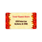 Red Hot Flames aangepaste bewerkbare Adresetikette Etiket (Voorkant)