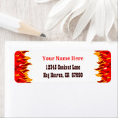 Red Hot Flames bewerkbaar Western retouradres Etiket (Insitu)