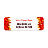 Red Hot Flames bewerkbaar Western retouradres Etiket (Voorkant)