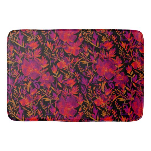 Red hot floral pattern badmat (Voorkant)