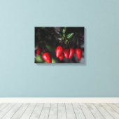 Red Hot Garden Salsa Chili Peppers. Canvas Afdruk (Insitu (Houten vloer))