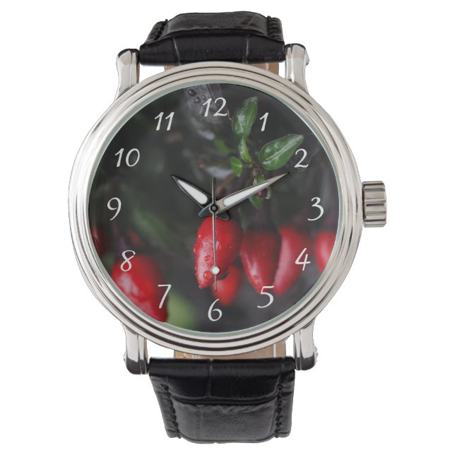 Red Hot Garden Salsa Chili Peppers. Horloge (Voorkant)