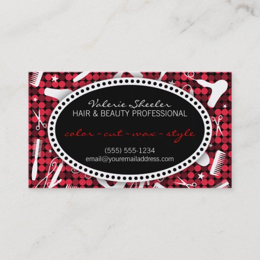 Red Hot Glam Hair & Beauty Appointcard Afsprakenkaartje (Voorkant)