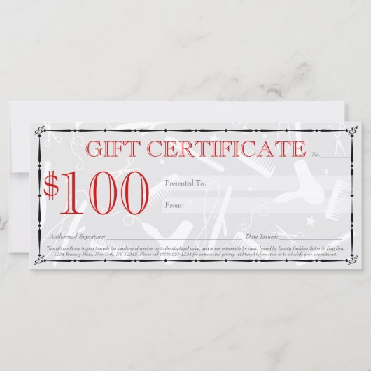 Red Hot Glam Hair & Beauty Gift-certificaat (Achterkant)