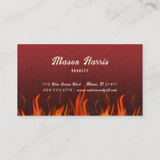 Red Hot Grill Business Card Visitekaartje (Achterkant)