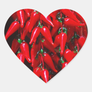 Red Hot Hanging Chili Peppers Afbeelding Design Hart Sticker