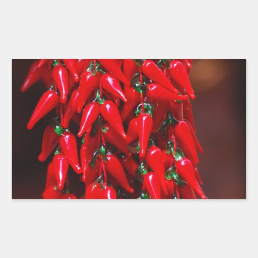 Red Hot Hanging Chili Peppers Afbeelding Design Rechthoekige Sticker (Voorkant)