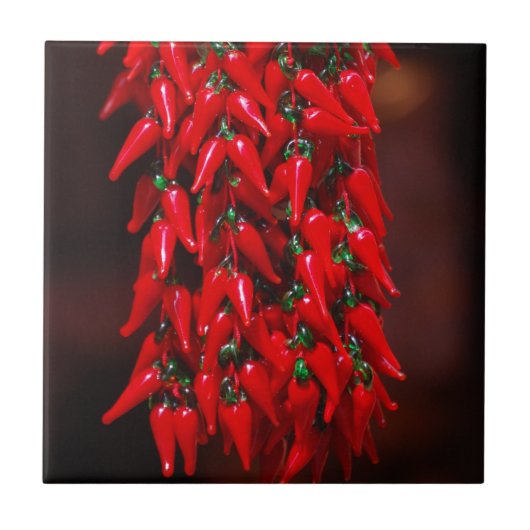 Red Hot Hanging Chili Peppers Afbeelding Design Tegeltje (Voorkant)