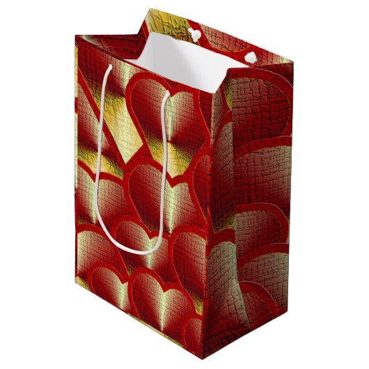 Red Hot Hearts Medium Cadeauzakje (Voorkant Gekanteld)