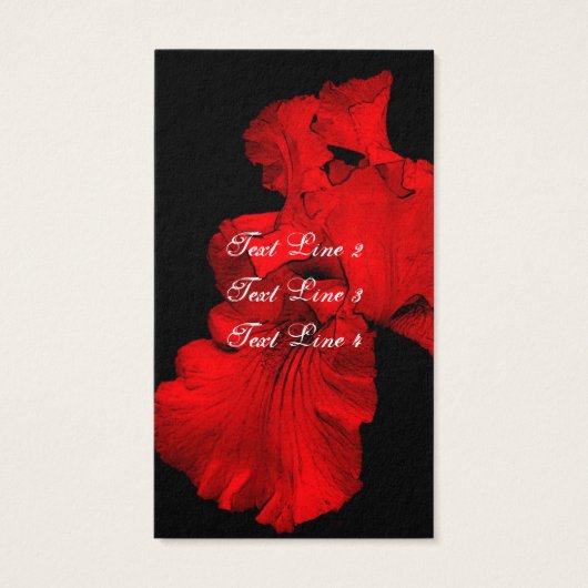Red Hot Iris Flower Art Visitekaartje (Achterkant)