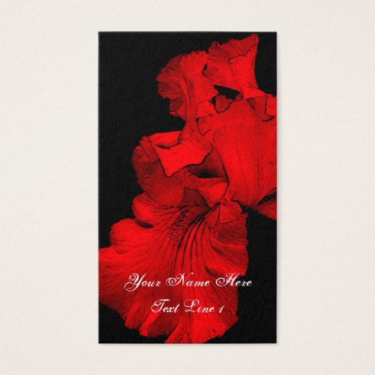 Red Hot Iris Flower Art Visitekaartje (Voorkant)