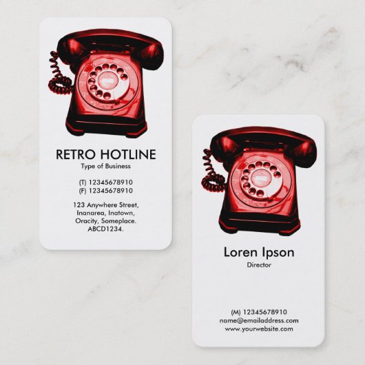 Red Hot line - wit Visitekaartje (Voorkant / Achterkant)