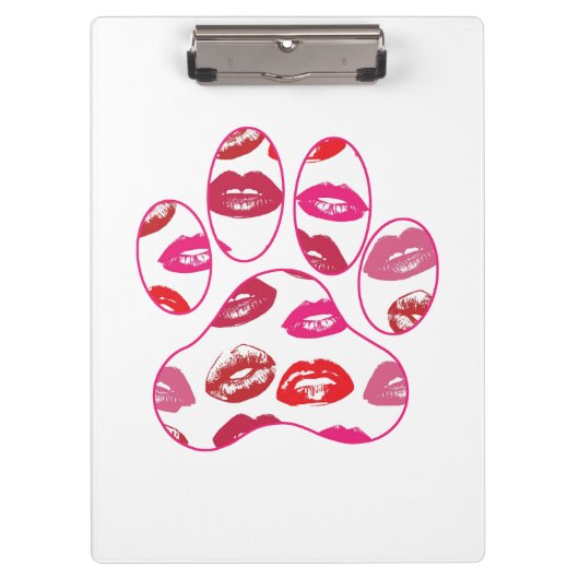 Red Hot Lips Dog Paw Print Klembord (Voorkant)