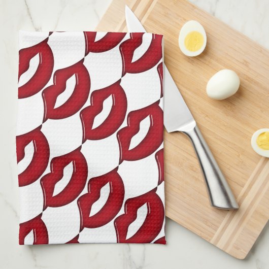 Red Hot Lips Kitchen Towel Theedoek (Quarter Fold)