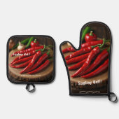 Red Hot Ovenwant & Pannenlap Set (Voorkant)