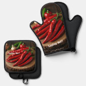 Red Hot Ovenwant & Pannenlap Set (Voorkant / Achterkant)