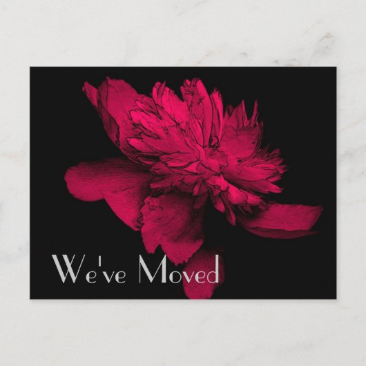Red Hot Peony New Address Floral Art Briefkaart (Voorkant)