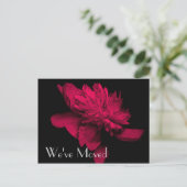 Red Hot Peony New Address Floral Art Briefkaart (Staand voorkant)