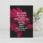 Red Hot Peony op Black Floral Party Kaart (Staand voorkant)