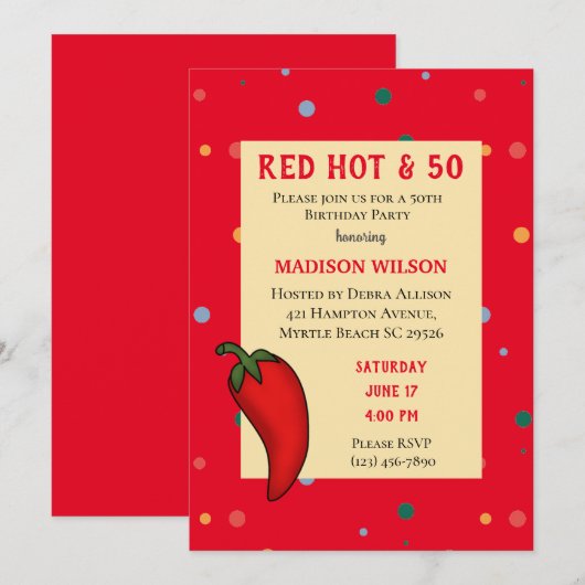 Red Hot Pepper 50e verjaardag Kaart (Voorkant / Achterkant)