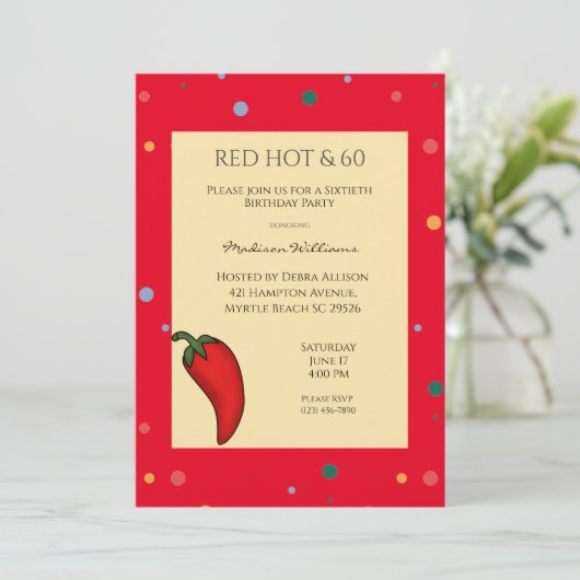 Red Hot Pepper 60e verjaardag Kaart (Staand voorkant)