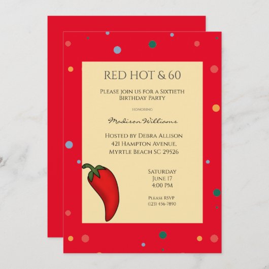 Red Hot Pepper 60e verjaardag Kaart (Voorkant / Achterkant)