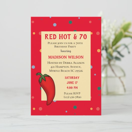 Red Hot Pepper 70e verjaardag Kaart (Staand voorkant)