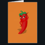 Red Hot Pepper Diva<br><div class="desc">Een rode en hete peper cartoon. Origineel ontwerp met oranje achtergrond. Aangepaste wenskaarten.</div>