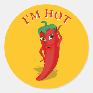 Red Hot Pepper Diva Bewerkbaar Ronde Sticker