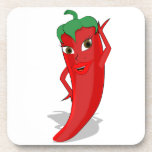 Red Hot Pepper Diva Bier Onderzetter<br><div class="desc">Een rode en hete peper cartoon. Oorspronkelijk ontwerp. Aangepaste onderzetters. Cadeauidee.</div>