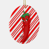 Red Hot Pepper Diva Candy Cane Ceramic Ornament (Rechts)
