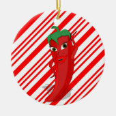 Red Hot Pepper Diva Candy Cane Ceramic Ornament (Voorkant)