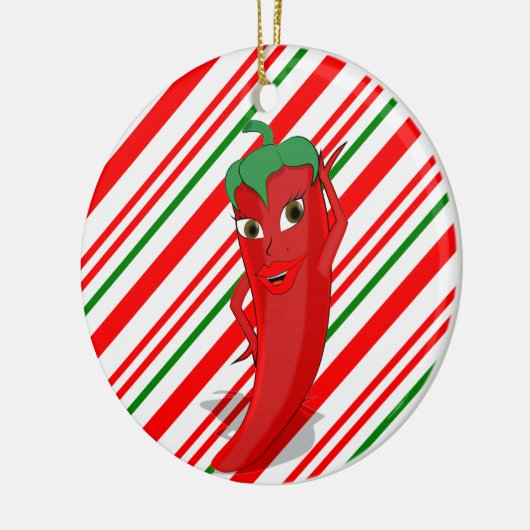Red Hot Pepper Diva Candy Cane Keramisch Ornament (Links)