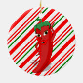 Red Hot Pepper Diva Candy Cane Keramisch Ornament (Achterkant)