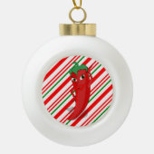 Red Hot Pepper Diva Candy Cane Keramische Bal Ornament (Voorkant)