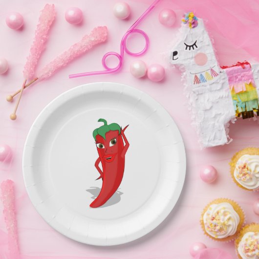 Red Hot Pepper Diva Classic Papieren Bordje (Feest)